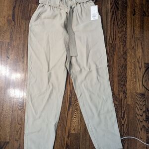 a new day Paperbag Waist Tapered Pants in Light Beige
